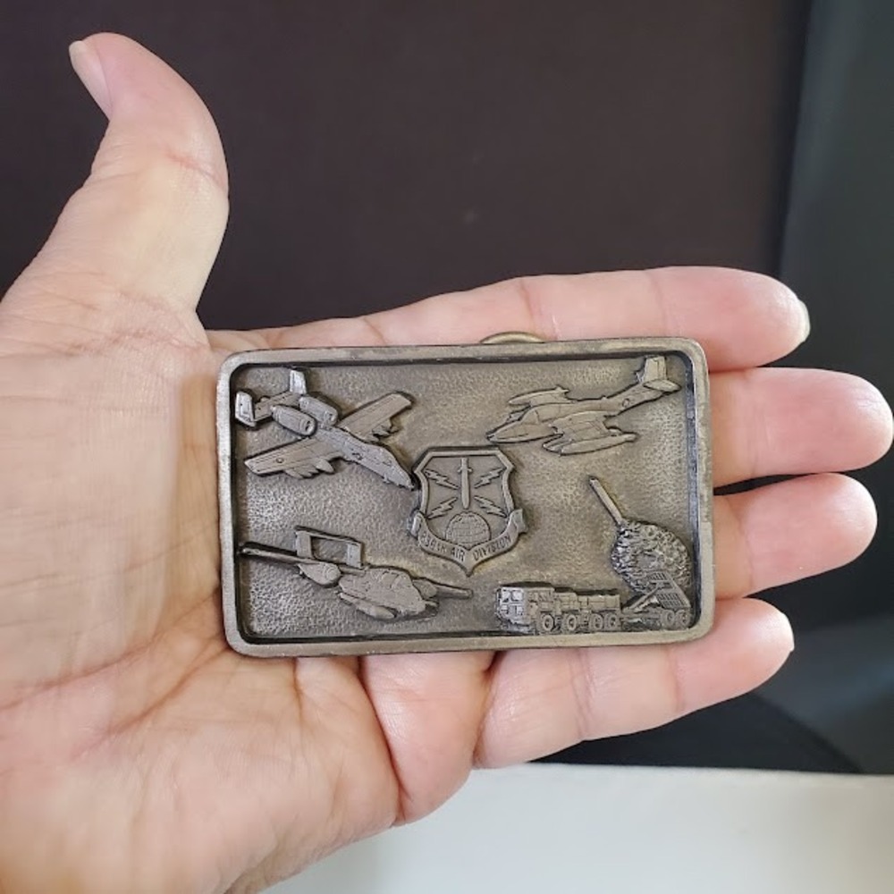 Vintage 1987 836th Air Division Davis-Monthan AFB Belt Buckle Pewter Tone A-10